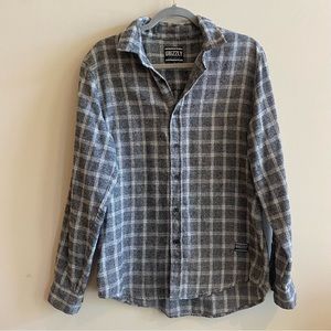 Grizzly Men's Black/grey and White Button Down Flannel